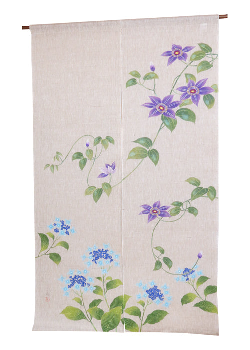 Linen curtain (windmill and hydrangea)kazaguruma ni azisai