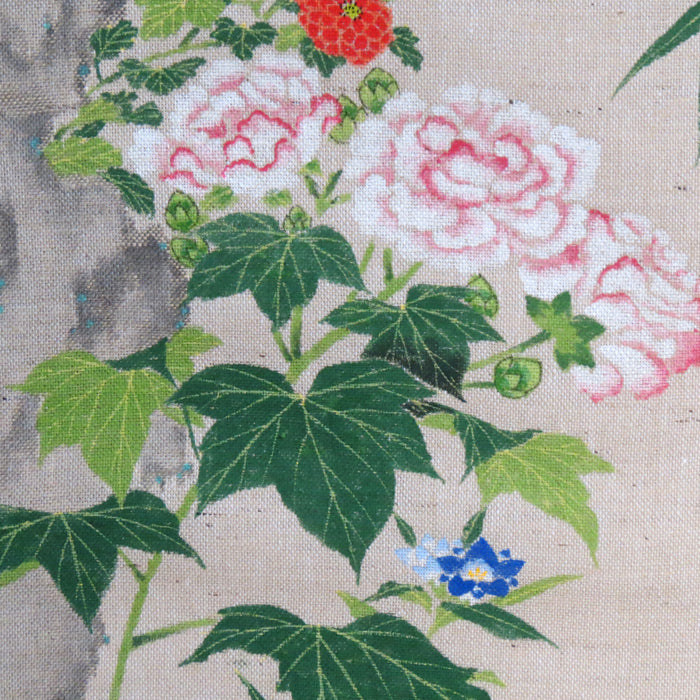 手描きのれん（四季花鳥図）