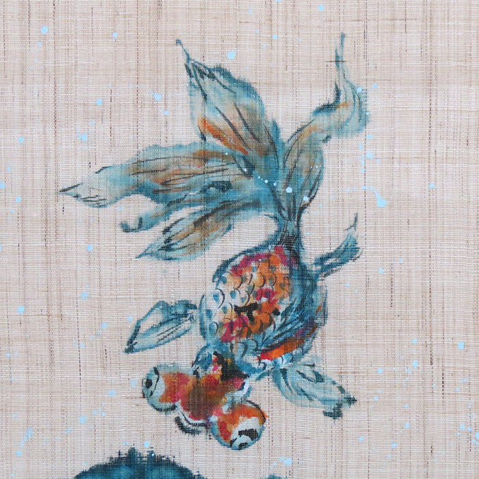 Japanese-style modern tapestry (Blue peony and popeyed goldfish) aobotan to demekin