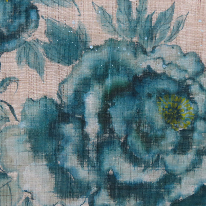 Japanese-style modern tapestry (Blue peony and popeyed goldfish) aobotan to demekin