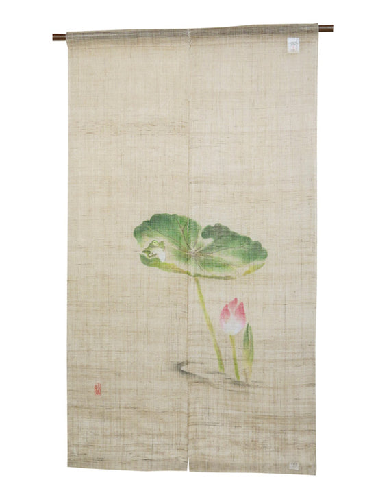  Hemp noren ( lotus and frog) okaeri