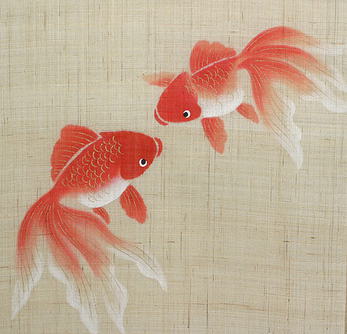  Hemp noren (polka dots Goldfish ) mizutama kingyo