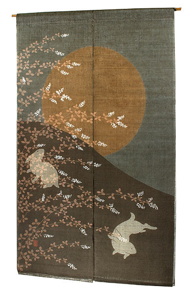  Hemp noren (moon-viewing rabbit) double-woven cloth/tukimi usagi