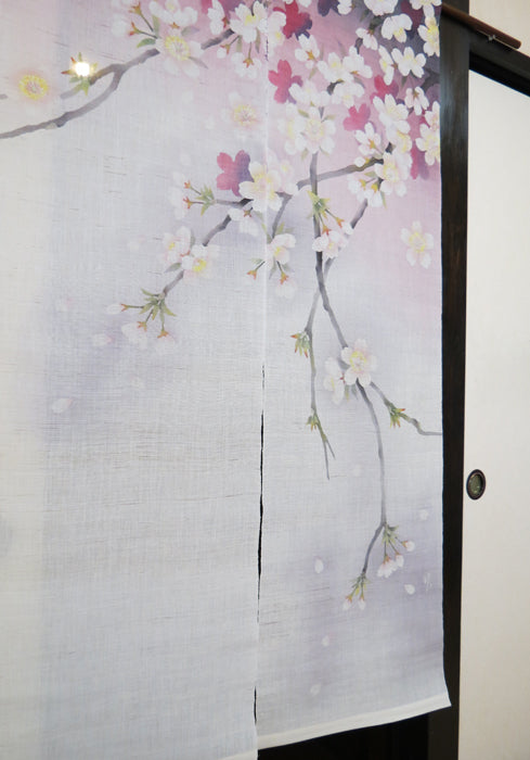 麻のれん （桜咲く）/ かさ音工房 /