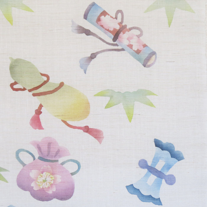 Linen curtain (Treasures) / takara zukushi / Kasaone Kobo 