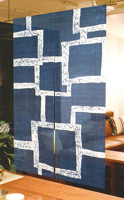 Linen curtain (primitive square pattern) genshi mon shikaku