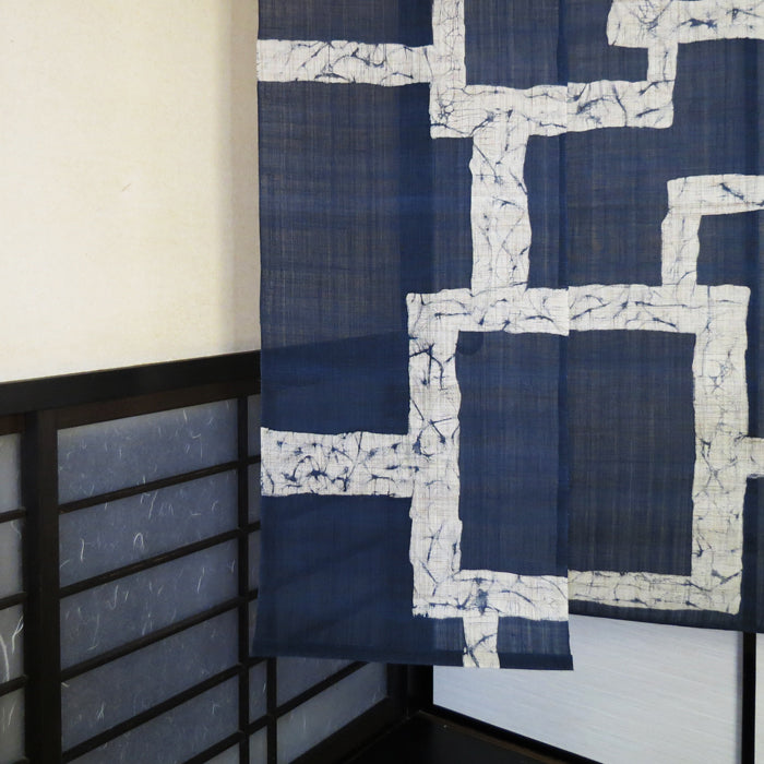 Linen curtain (primitive square pattern) genshi mon shikaku