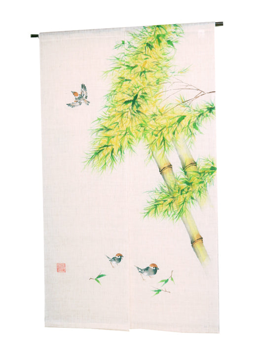 Hemp curtain (bamboo and sparrow)take ni suzume