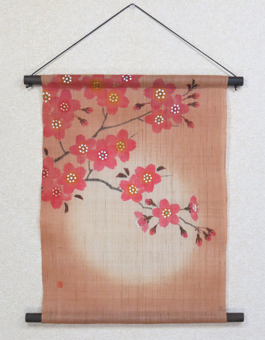 Modern Japanese Tapestry (Cherry Blossoms with Round Window) 