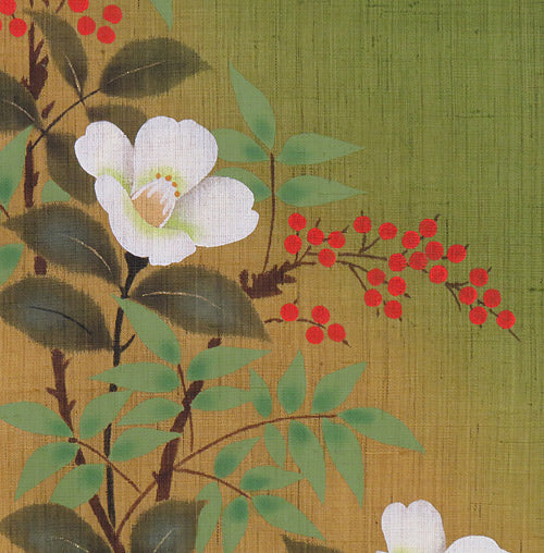 Japanese-style modern tapestry (Nanten white camellia) nanten shirotubaki