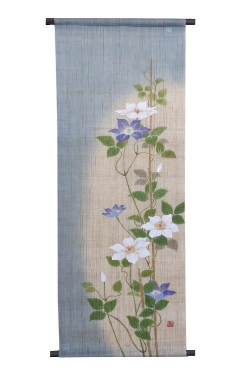 Japanese-style modern tapestry (purple and white iron wire) murasaki siro tessen
