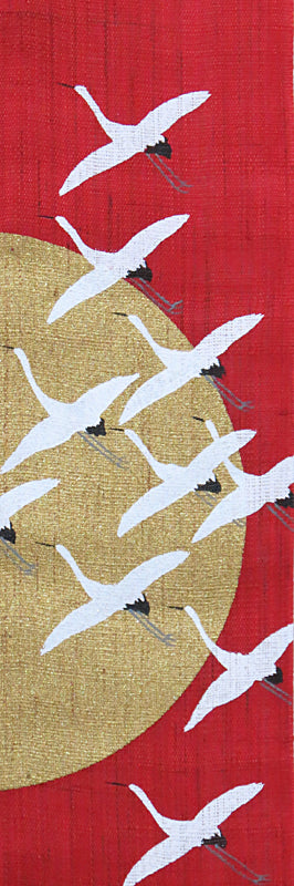 豆タペストリー（瑞翔鶴亀）約10×60cm