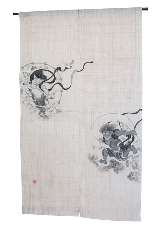 Linen curtain (with wind god and thunder god designs) fuzin raizin zu